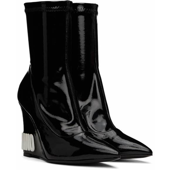 NEW MOSCHINO women's wedge ankle boots in black